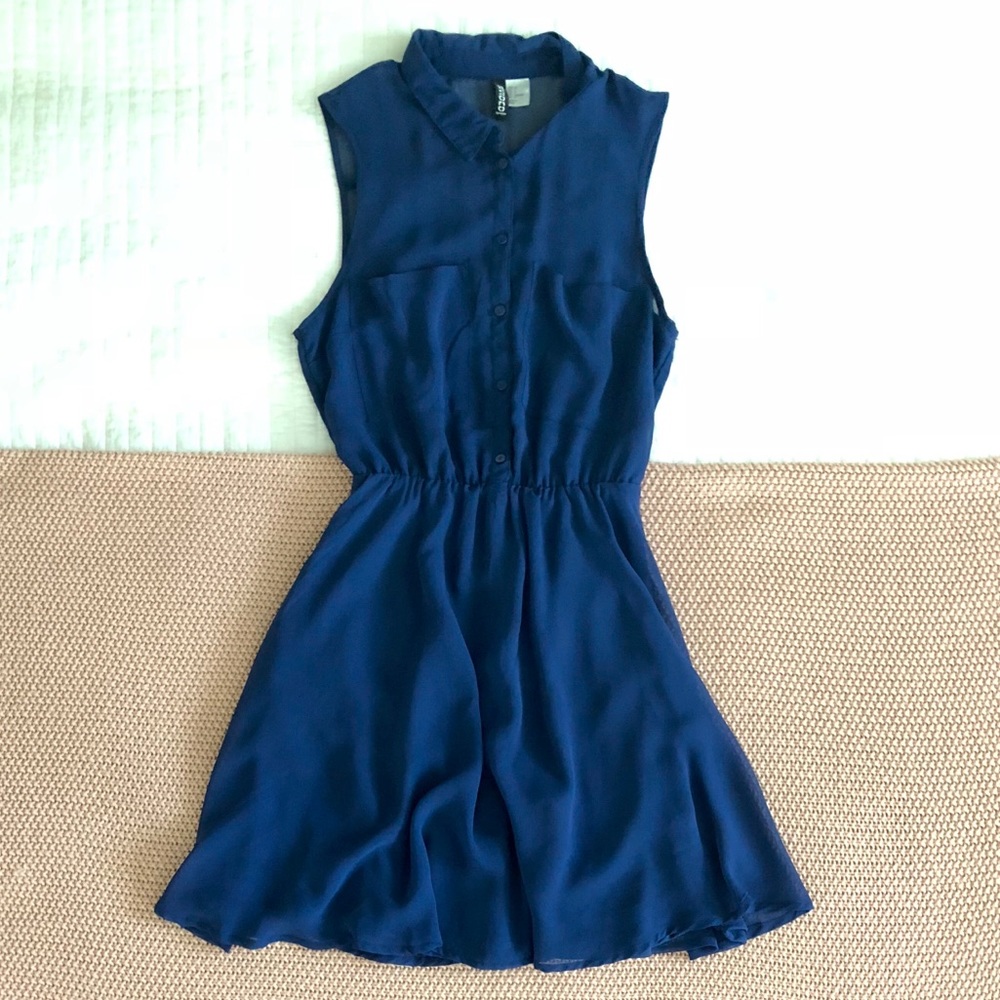 Flowy Navy Fit and Flare Dress